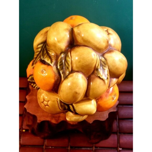 Vintage Inarco E3354 Covered Candy Dish Oranges Lemons Fruit Design 6.5"H 6"Dia - Picture 5 of 9